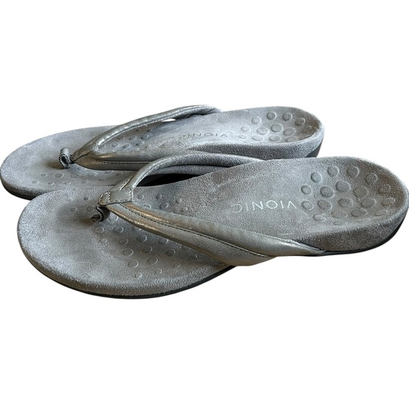 Vionic Women's Grey Raya Flip Flop Arch Support Podiatrist Designed Sandals 10 - Picture 1 of 5